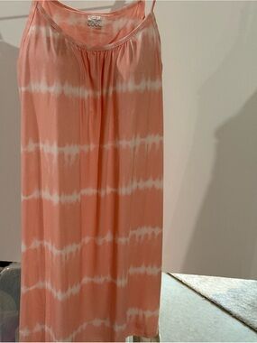 32 Degrees Cool Built-In Bra Tank Dress Sunset Tie Dye Coral NWT